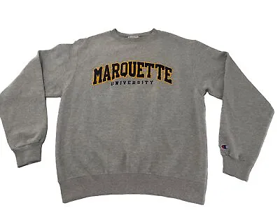 Marquette University Sweatshirt Mens M Gray Champion Eco Embroidered Crew Neck • $24.99