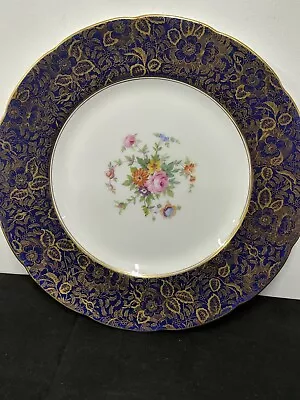 Vintage Large MINTON Bone China Cobalt Blue Gilt Decorative PLATE 27cm • £29.95