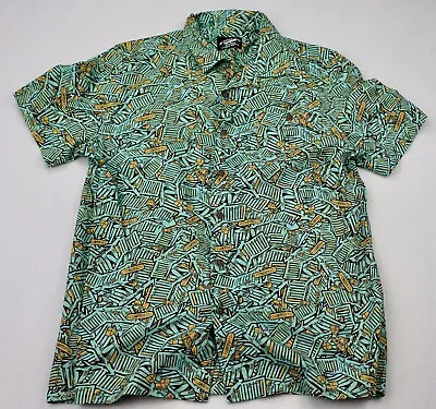 Mambo Shirt Mens Short Sleeve Size Medium Button Up Green Art Print 100% Mambo • $10.76
