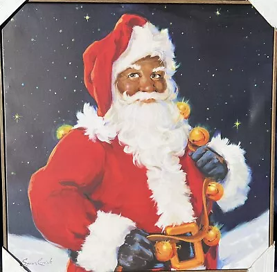 Santa Portrait Canvas Wall Art Print Christmas Home Decor- Black Santa 24X24 • $40