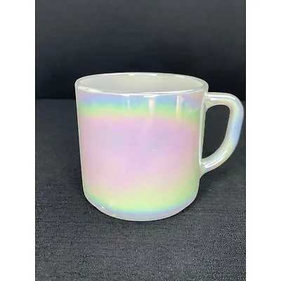 Vintage Federal Glass Moonglow Pearl Iridescent Milk Glass Coffee Mug • $12.99