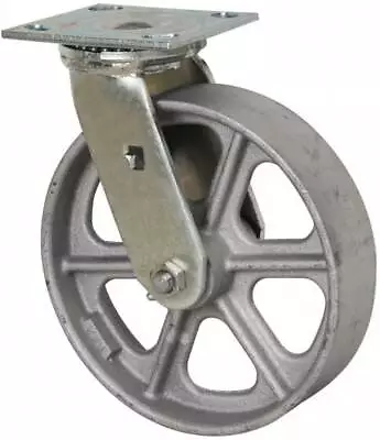 Albion 16CA08201S Swivel Top Plate Caster: 8 Diam X 2 W Cast Iron Wheel 9.5 OAH • $54.79