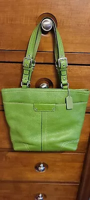 Vintage Coach Hamilton Large Green Pebbled Leather Tote Handbag F13083 • $50