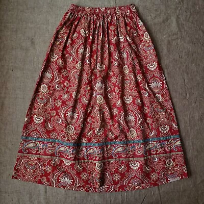 Vera Bradley Vintage Red Paisley Print Cotton Maxi Skirt OS • $89