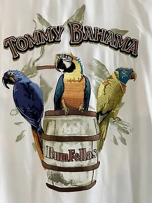 Tommy Bahama Rum Fellas Silk Hawaiian Camp Shirt Men's L Large Ivory Vintage • $59.97
