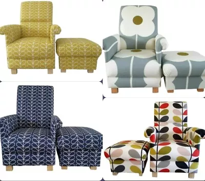 Orla Kiely Fabric Adult Chair & Footstool Armchair Pouffe Footstall Accent New • £375.99