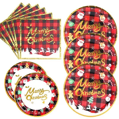 £4.99 • Buy Disposable Dinner Christmas Party Supplies 10 Paper Plates And 24 Paper Napkins