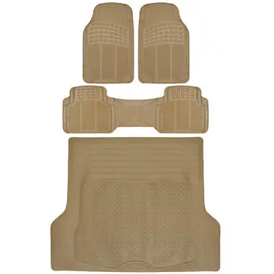 Car Floor Mat Rubber Beige 4 PC Set Heavy Duty All Weather MAX Protection • $53.95