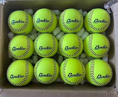 Baden PSBKS Genuine Leather Pitching Machine Ballistic Softballs - 12 / Case • $55