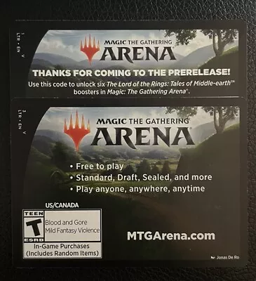 Magic MTG Arena Lord Of The Rings Prerelease Code Only 6 Packs - DMed To You • $2.50