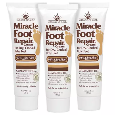 3 Pack Miracle Foot Repair Cream Dry Cracked Heels And Feet Diabetic-Safe 1 Oz • $15.99