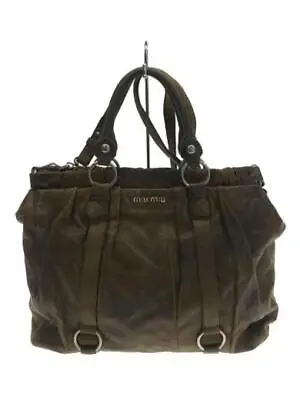 $143.83 • Buy Miu Miu Tote Bag Leather Brw Plain 2way Shoulder Bag Vitello Lux
