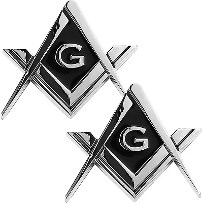 2 Pack 3D Metal Masonic Car Emblem Chrome Plated 2.75  Auto Motorcycle Decal • $18.99