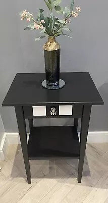 IKEA Hemnes Bedside Cabinet Nightstand Hall Table With Drawer Black Upcycled • £45