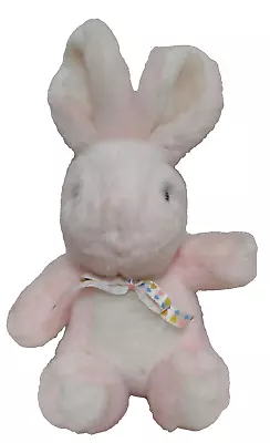 Vtg Gund Bunny Rabbit 1992 Pink White Plush  Stuffed Animal Bow With Flowers • $15.96