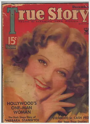 True Story Magazine Dec Of 1934 Cover HEATHER ANGEL  Painted By Tchetchet • $8.99