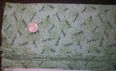 Debbie Mumm SSI Green With Black Months Words Cotton Quilt Sew Craft Fabric BTHY • $4.50