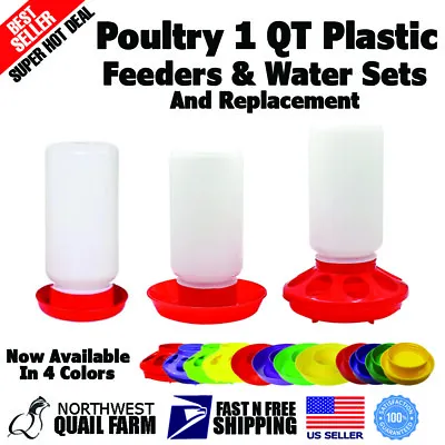 Poultry Chicken Chick 1 QT Plastic Feeder Set / Water Set / Replacement • $5.95