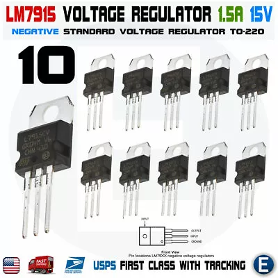 10pcs LM7915 L7915CV 7915 15V Linear Negative Voltage Regulator IC Chip USA • $9.48