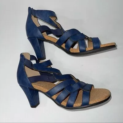 Mootsie Tootsies Teri Strappy Heeled Sandals Blue Size 6 • $25