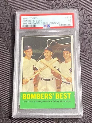 Bombers’ Best Mickey Mantle 1963 Topps #173 Psa 5 • $90