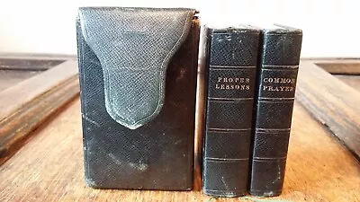 1829 Antique Miniature Case Leather Bound Prayer Book & Proper Lessons Testament • $43.58