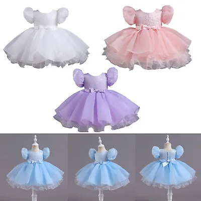 Baby Girl Princess Tutu Dress Newborn Summer Short Sleeve Birthday Party Clothes • £6.66