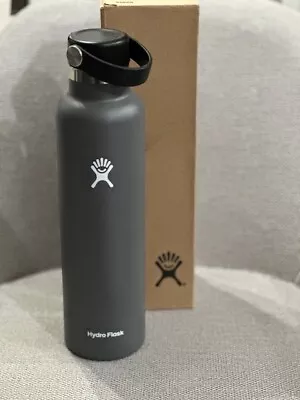 Hydro Flask Standard Mouth Flex Cap Bottle Stone 24 Oz Dark Grey S24SX010 New • $24.95