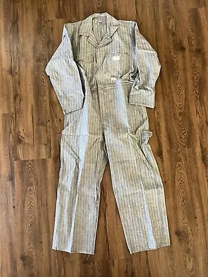 Vtg BIG MAC Coveralls Mens 40S Light Blue White Stripe Railroad Engineer • $39.99