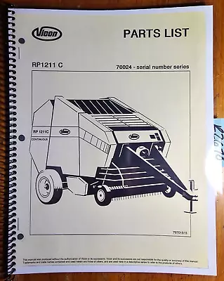 Vicon RP1211C Baler Series 70024 Parts Manual 79701515 • $16.99