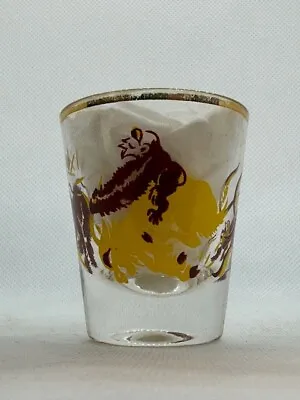  Bottoms Up  Antique Gold Rim Shot Glass Monkeys And Bannanas • $5