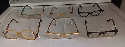 Lot Of 6 Vintage Mostly Mod Cat Eyes Mid Century Eyeglass Frames & 7 Cases • $19.99