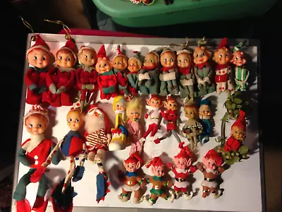 Vintage Christmas Elves Knee Hugger Shelf Sitter Santa & Others Lot Of 36 • $499.99