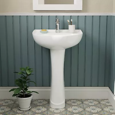 26 5/8 In.U-Shape White Vitreous China Pedestal Bathroom Sink With Overflow • $179