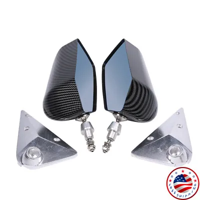 2x Fit Universal Racing Side Rearview Wing MirrorBlue F1 Style Carbon Fiber Car • $232.97