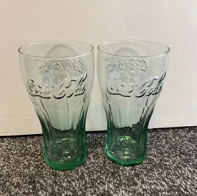 4 X Coca Cola Traditional Glasses 22oz Brand New Green Tint Home Bar Collectable • £16