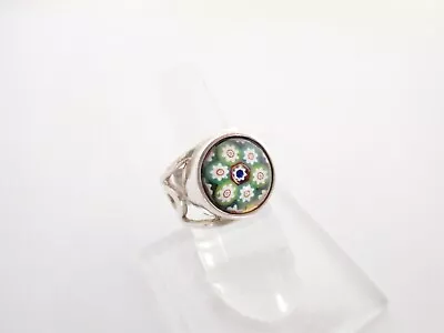 Vintage Sterling Silver Caithness Millefiori Glass Modernist Ring Signed CG Sz 6 • $45