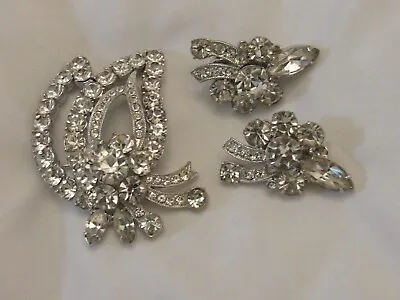 Vintage Signed Eisenberg Ice Brooch And Clip On Earrings • $45