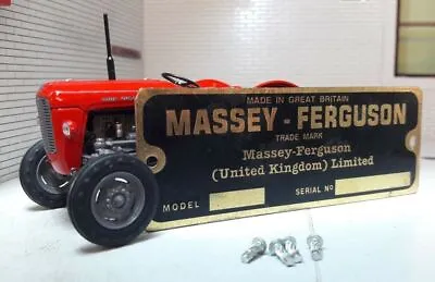 £12.65 • Buy Massey Ferguson Tractor Brass Implement Chassis Commission Number Plate & Rivets