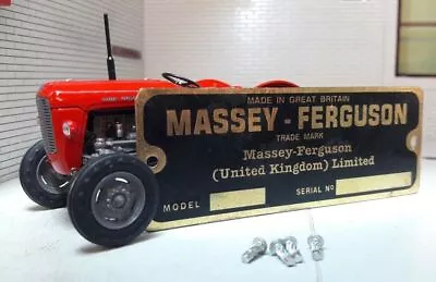 Massey Ferguson Tractor Brass Implement Chassis Commission Number Plate & Rivets • £13.28