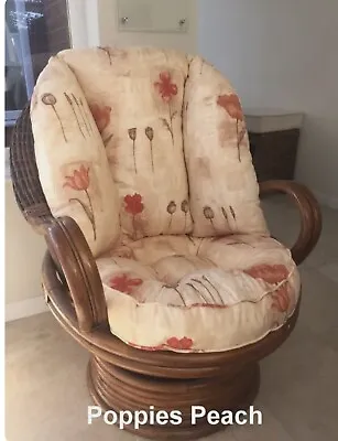 New  Cushions And Covers For  A Conservatory Cane Rattan Swivel Rock Chair • £89.95