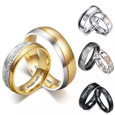 Personalized Wedding Ring Anniversary Promise Band For Men Women Wife Husband • $13.99