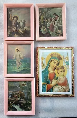 5 Religious Jesus Pictures CHILDREN'S BIBLE SOCIETY Guardian Angel Madonna VTG • $20