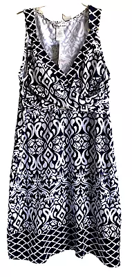 Tommy Bahama Womens  Spa Dress Sz S Blue & White Ikat Diamond Print Pockets NWT • $64.62