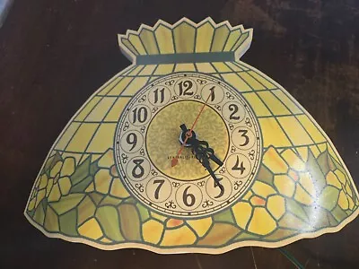 GE Clock VTG Electric Wall Plastic Tiffany Style Look Lamp Green/Yellow WORKS • $25.95