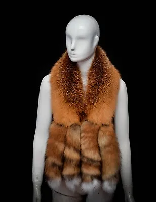Genuine Red Fox Fur Handmade Exclusive Shoulder Wrap Scarf Boa Stole With Tails • $213.14