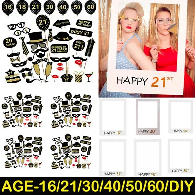£2.99 • Buy 16/18/21/30/40/50/60th Frame Photo Booth Props Happy Birthday Paper Party Selfie