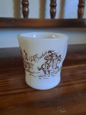 Vintage Fire King Mug 1950s Davy Crockett Cup White Glass • $10