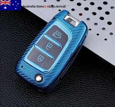 $26.99 • Buy TPU Flip Car Key Cover Case Fob Shell For Hyundai I30 I35 I40 Solaris Kona Blue