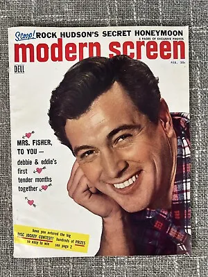 1956 Modern Screen Magazine Rock Hudson Eddie Fisher Cover Dick Sinatra February • $19.18
